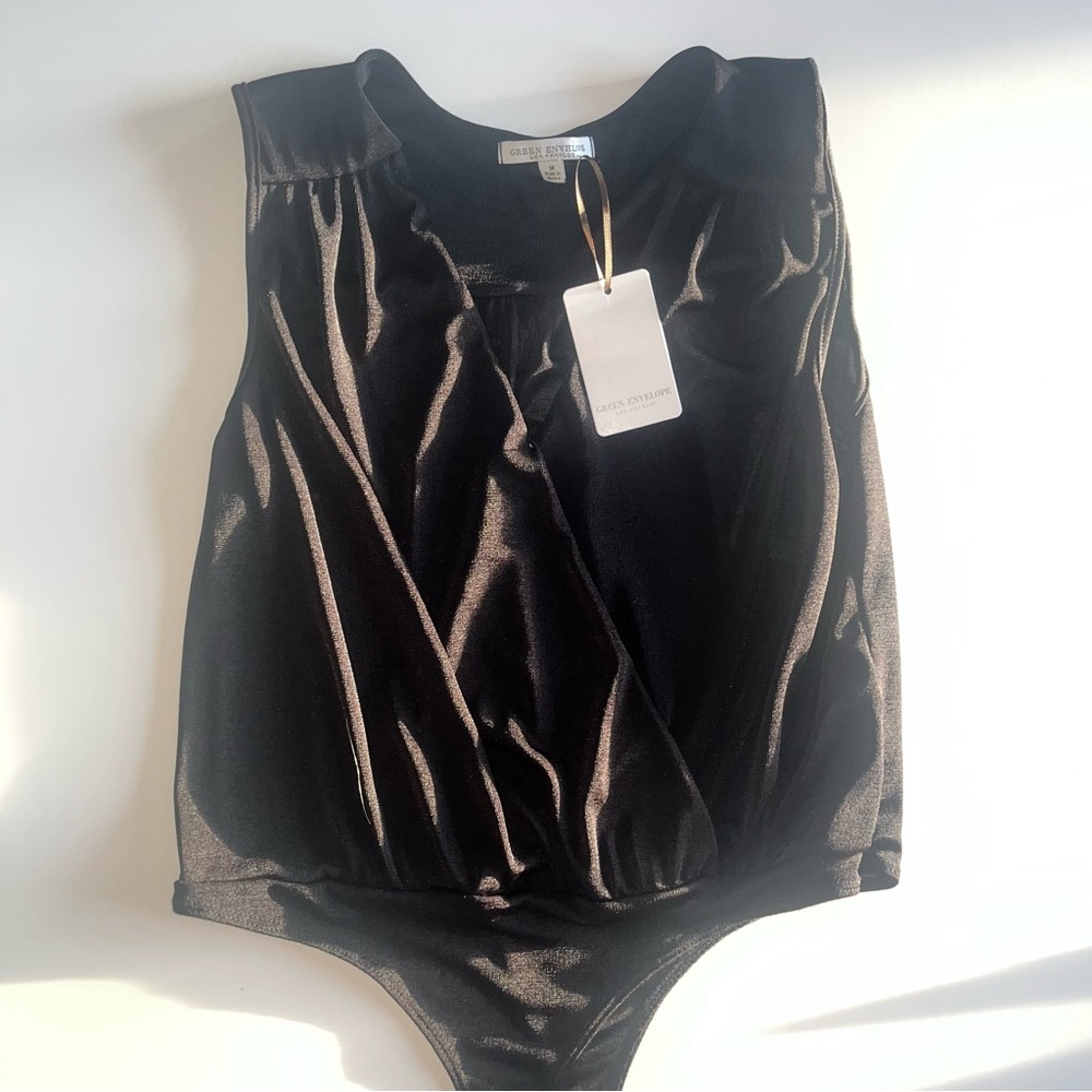 Green Envelope crossover tank top bodysuit